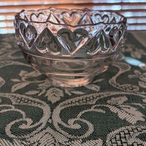 Tiffany & Co. Crystal Heart Patterned Glass Bowl